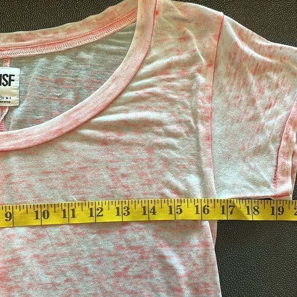 NSF burnout T-shirt Pink scoop neckline size Petite - Picture 6 of 7